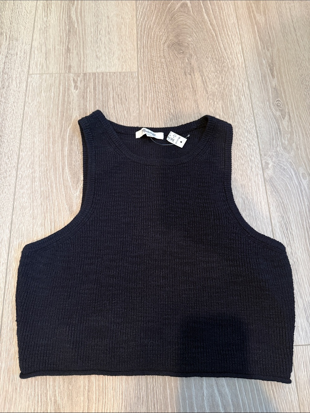 NWT Madewell Navy Blue Knot Cotton Ribbed Cropped Tank Top Medium